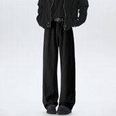 黑色宽松直筒牛仔裤 子 120CM休闲百搭拖地长裤 195高个子加长版 男裤