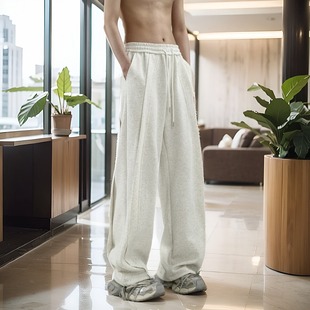 子 男潮牌设计感宽松运动裤 秋冬厚料195高个子加长男裤 120弯刀卫裤