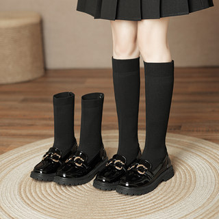 女童长筒靴2024秋冬季洋气公主袜靴大童单靴子马丁短靴加绒儿童鞋