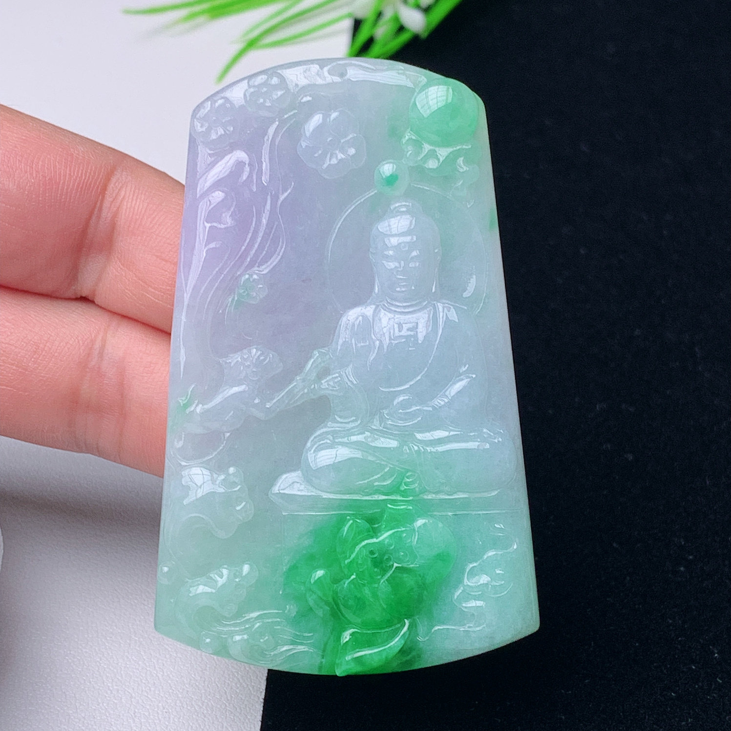 缅甸天然翡翠A货南海观音菩萨