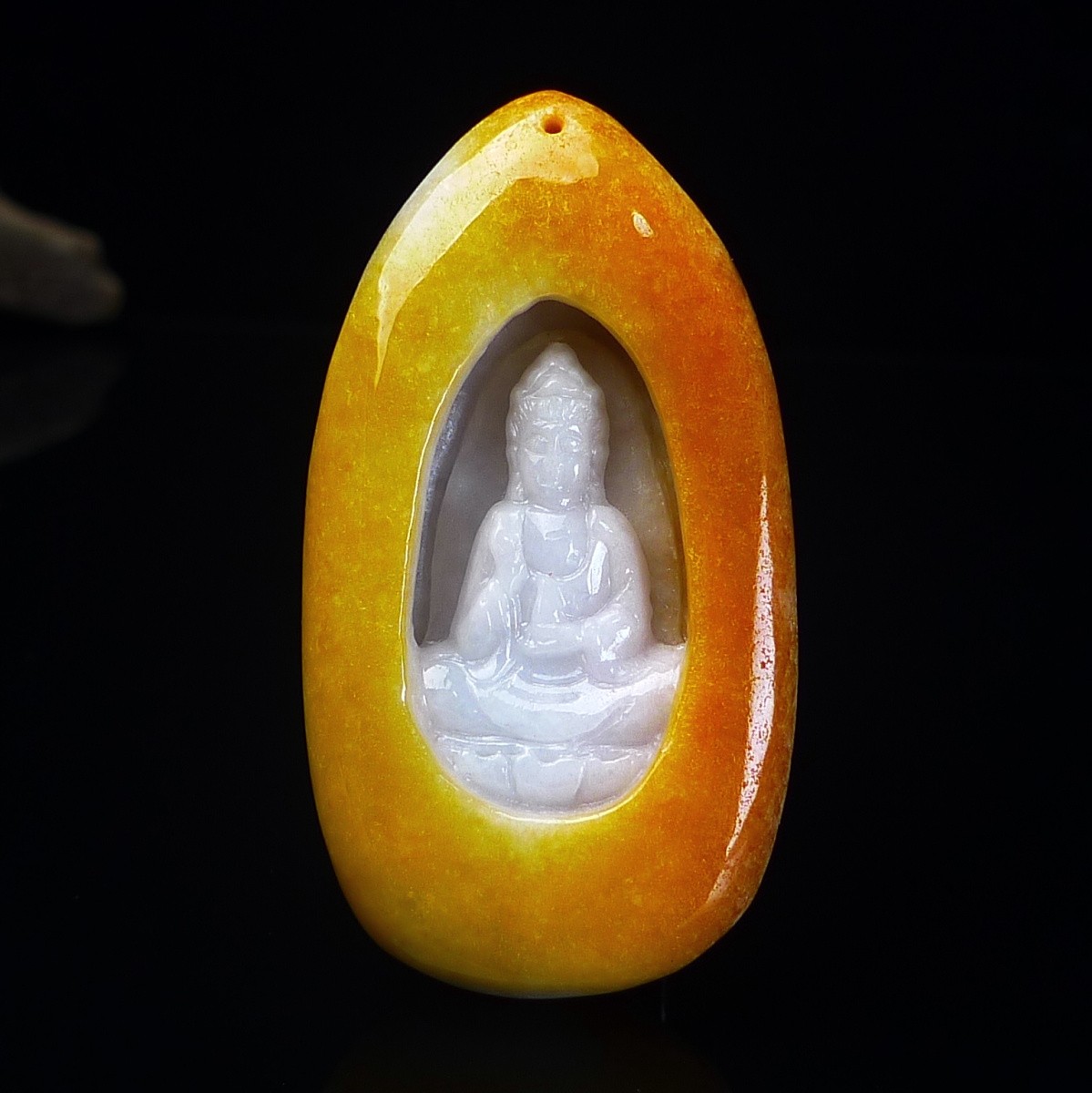 天然翡翠玉石缅甸黄翡观音菩萨