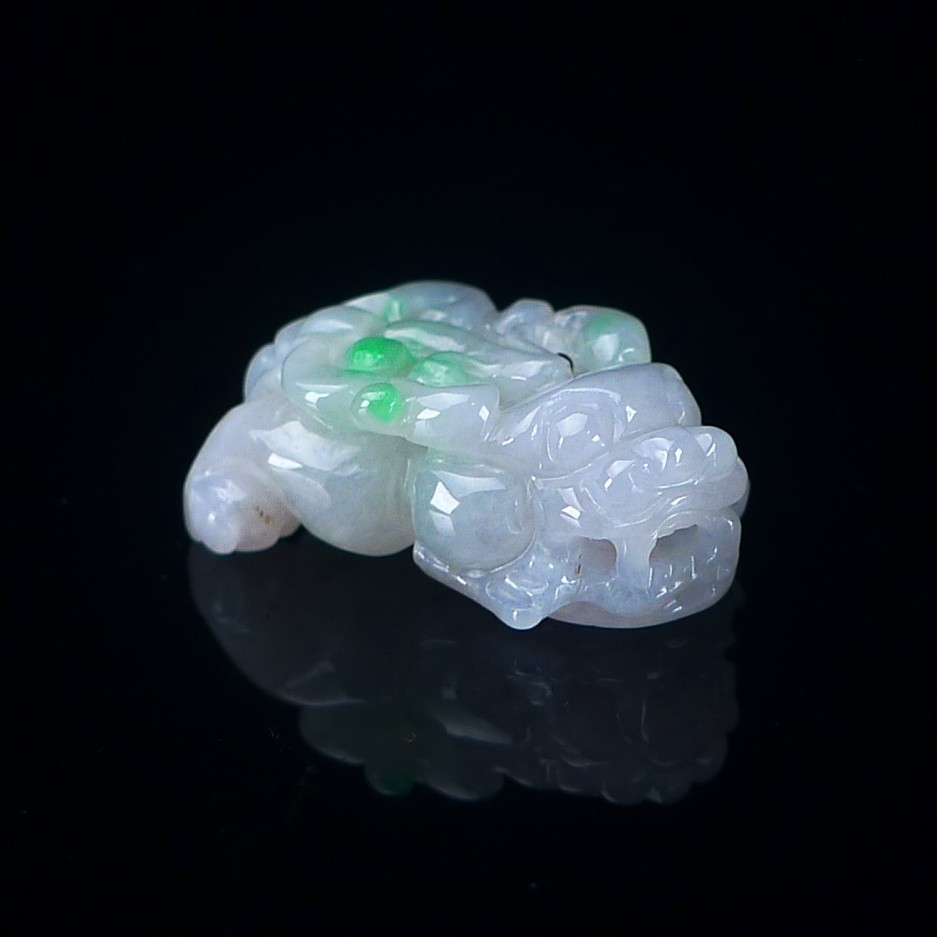 缅甸天然翡翠A货春彩貔貅玉石