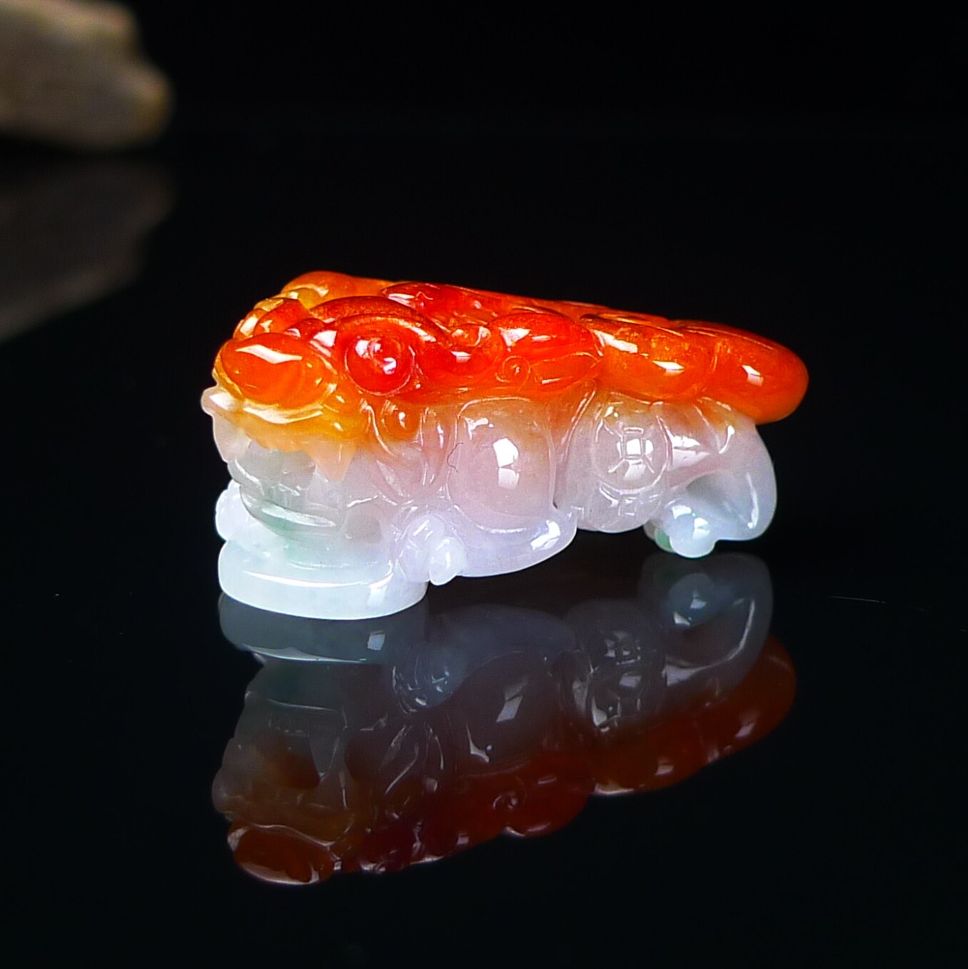 缅甸翡翠A货双彩冰紫貔貅玉石挂件 冰红翡翠貔貅吊坠 招财进宝