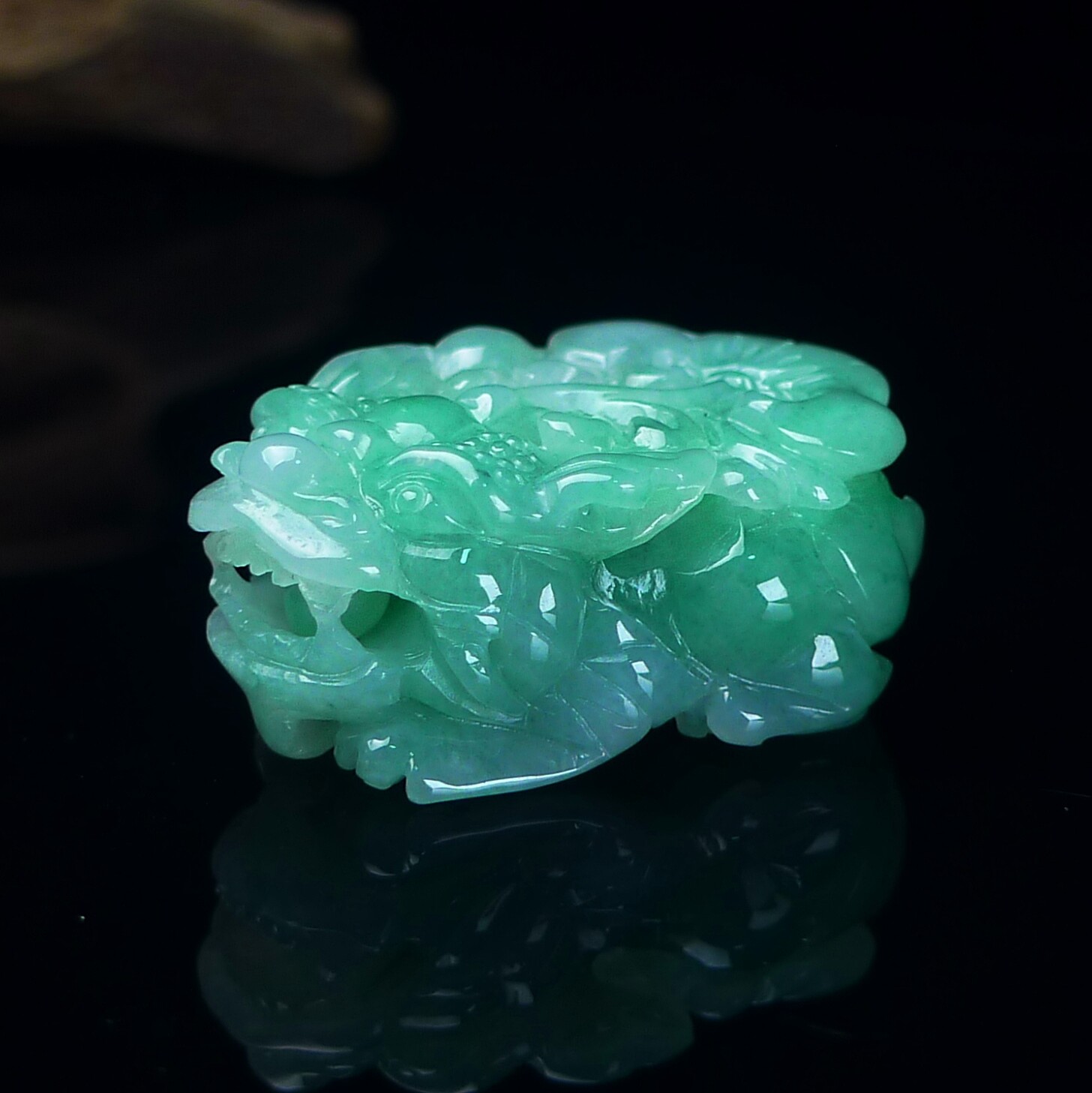 缅甸天然翡翠A货满绿貔貅玉石