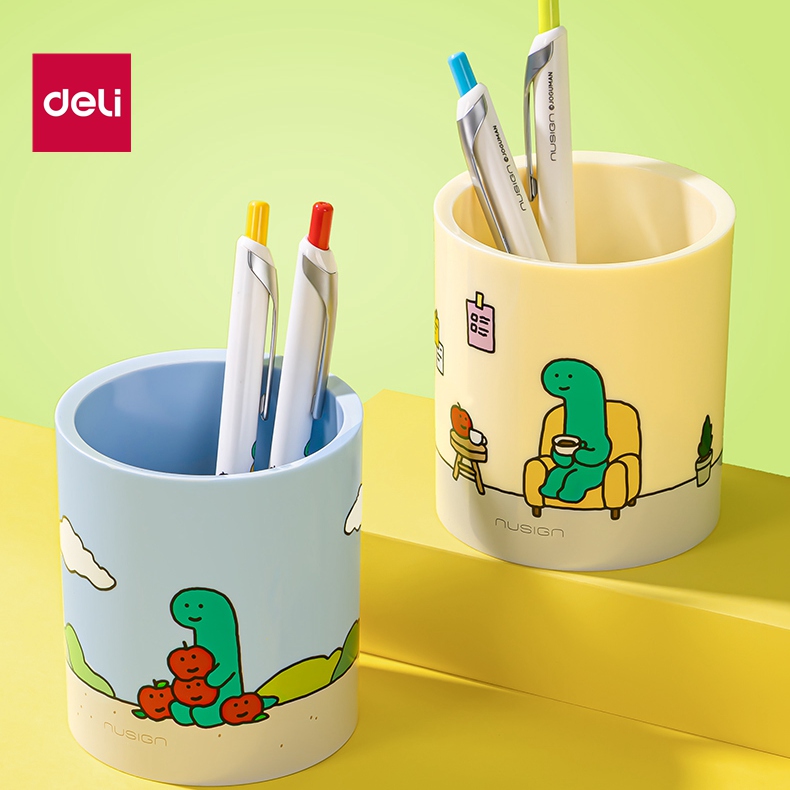 得力纽赛卡通加厚大容量笔筒