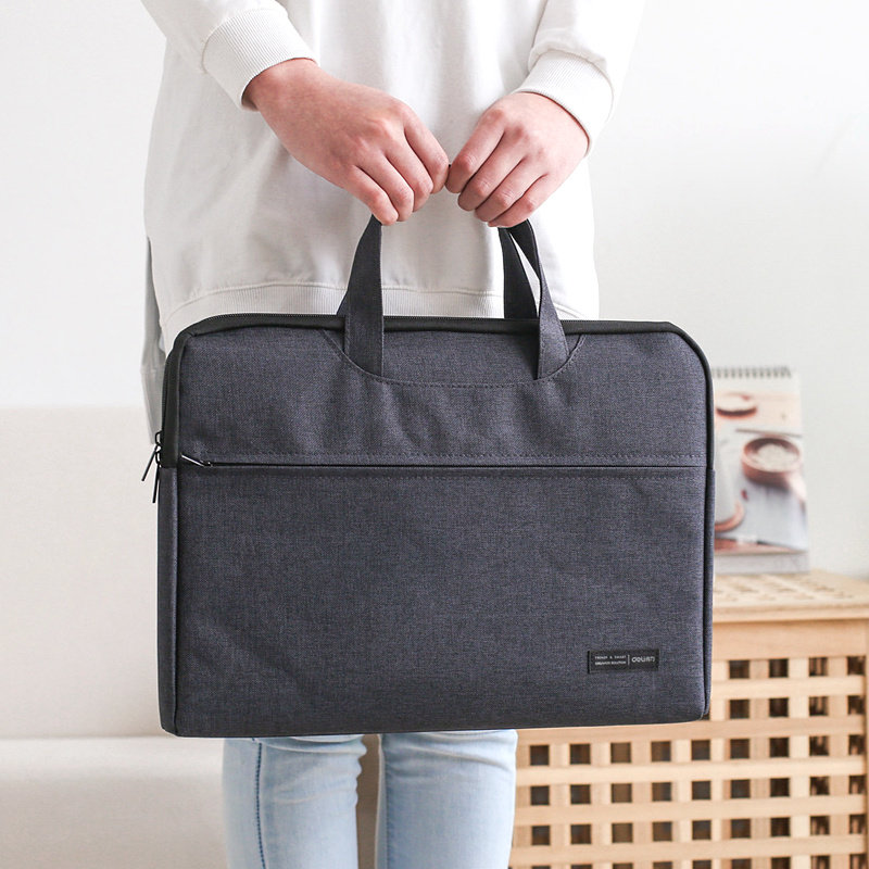 得力文件袋拉链 大容量文件包女 手提a4公文包男帆布档案产检包孕