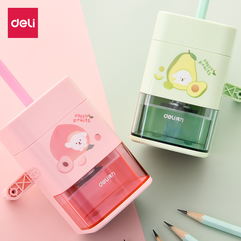 得力削笔器手摇71154上进笔卡通小清新笔刨手动 幼儿园小学生用销笔器削笔刀儿童转笔刀卷笔刀卷笔器旋笔刀