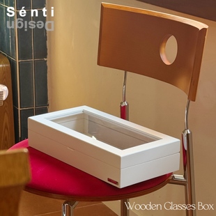 Sénti 首饰盒家居白色大容量墨镜 木质烤漆眼镜收纳盒多格时尚