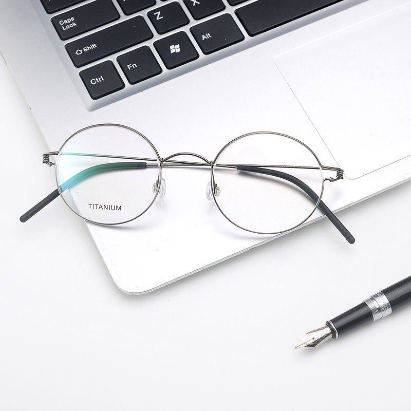 纯钛超轻无螺丝圆框近视眼镜架复古时尚文艺全框黑手工眼镜框男女