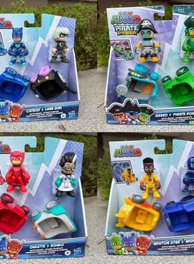 孩之宝睡衣小英雄竞速赛车套装男孩惯性滑行玩具PJMASKS正版