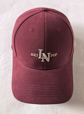 美式街头风酒红色棒球帽子男女字母刺绣遮阳防晒硬顶鸭舌帽显脸小