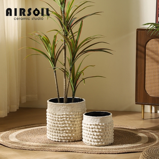 AIRSOIL高级侘寂风欧式落地镁泥花盆客厅家居绿植南天竹