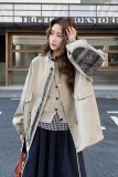 25秋新款复古休闲拼接风衣外套2B235-9171-P175-K268，女装皮衣，2B235
