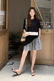现货25新款韩系慵懒针织上衣阔腿裤两件套2B235-9161-P135-K198，女装套装/套裙，2B235