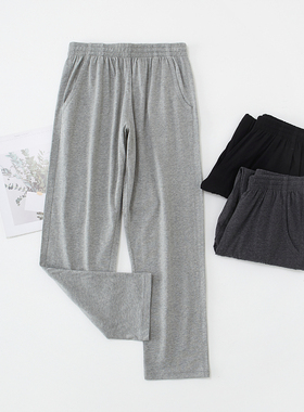 男士睡裤纯棉家居裤夏薄款宽松加大码春秋男装休闲针织居家长裤子