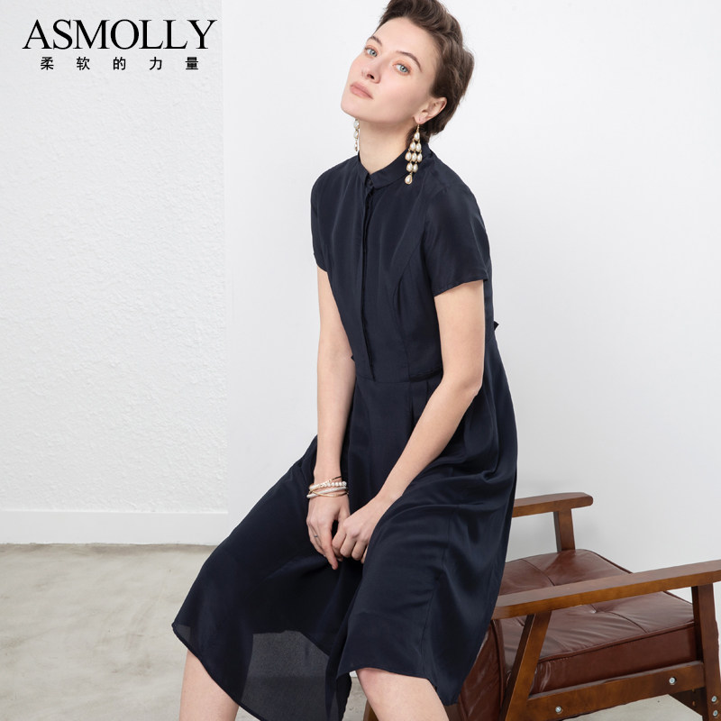 Asmolly真丝连衣裙气质桑蚕丝