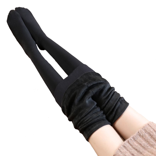 浪莎打底裤女春秋冬季加绒加厚连裤袜踩脚大码黑色薄绒丝袜2025新