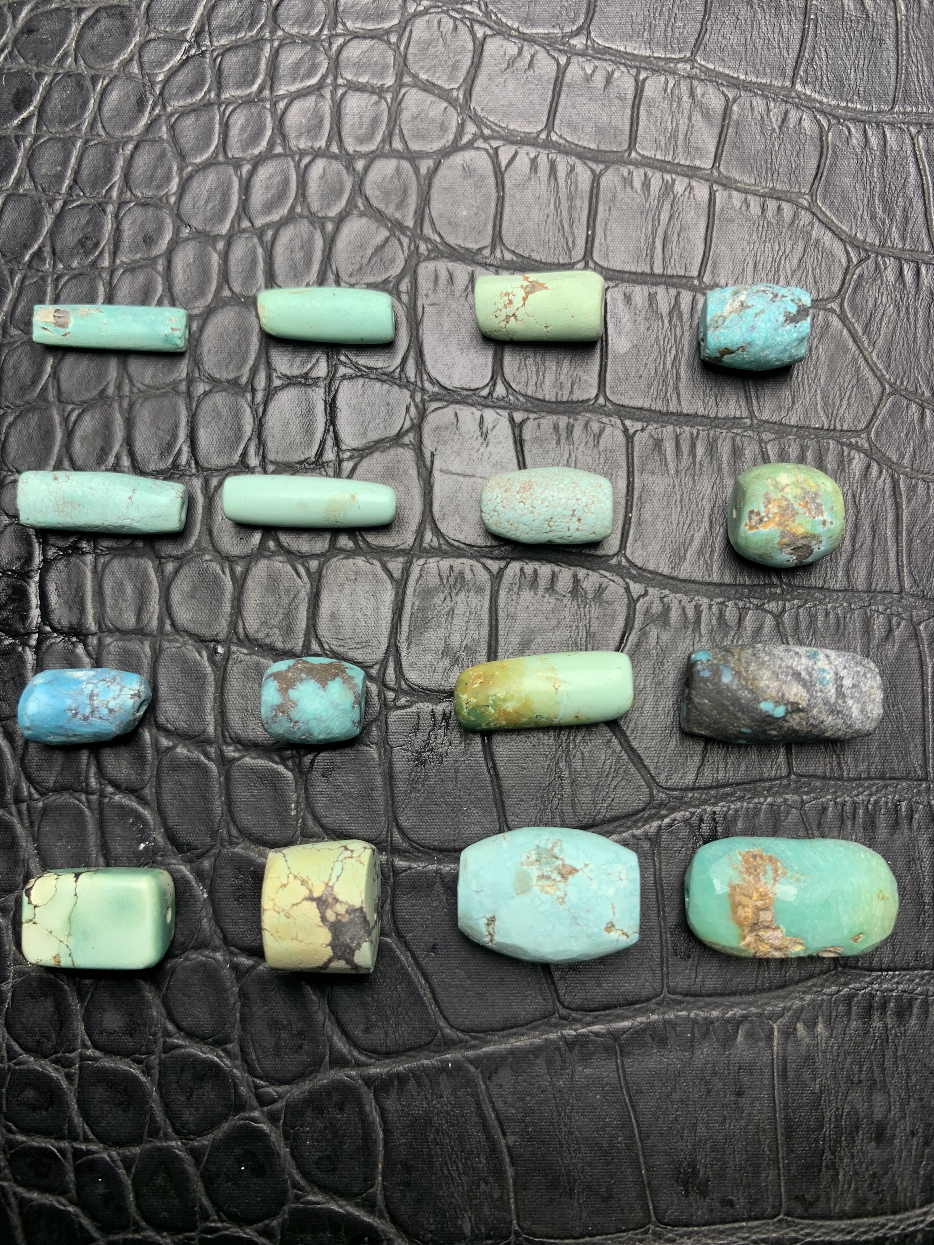 湖北十堰天然原矿绿松石桶珠随形吊坠配珠佛串 diy 乌兰玉化网花