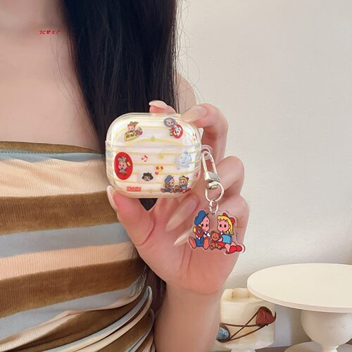 日系卡通条纹原田治挂饰适用airpods4保护套airpodspro3代苹果耳机套无线蓝牙保护壳airpod Pro2女款全包软壳