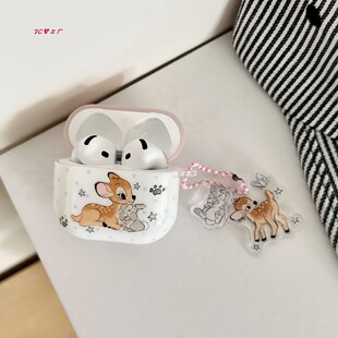 可爱卡通少女心小鹿斑比桑普兔适用AirPods3/4苹果AirPods1/2代无线蓝牙耳机套airpods pro2代硅胶保护壳女款
