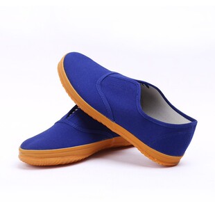 低帮帆布鞋男女松紧蓝色甲板球鞋套脚鞋工厂工作劳保鞋套脚休闲鞋