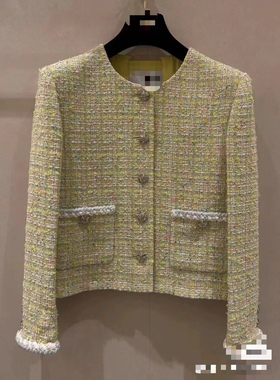 WAN.W工作室 手工定制小香风黄色王一博同款外套男女羊毛粗花呢