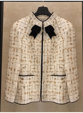 WAN.W 工作室 杂志款重工手工坊刺绣蝴蝶结立领外套女Y0033