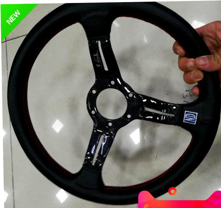 赛车寸碳纤Nd汽车盘新款盘改装方向14/通用真皮磨砂改装支架方向