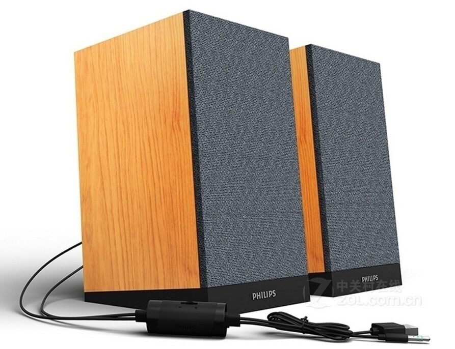 Philips/飞利浦 SPA36电脑笔记本音箱有线高音质低音炮木质2.声道