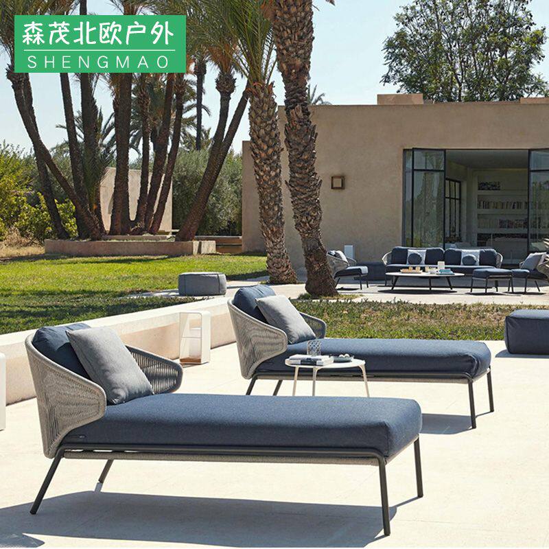 户外休闲花园阳台创意绳编躺床室外庭院别墅露台泳池沙滩椅沙发床