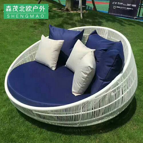 户外家具圆床藤艺藤编藤床大床