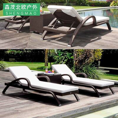 户外休闲躺床露天庭院藤椅躺椅花园露天阳台藤沙发躺床折叠躺椅