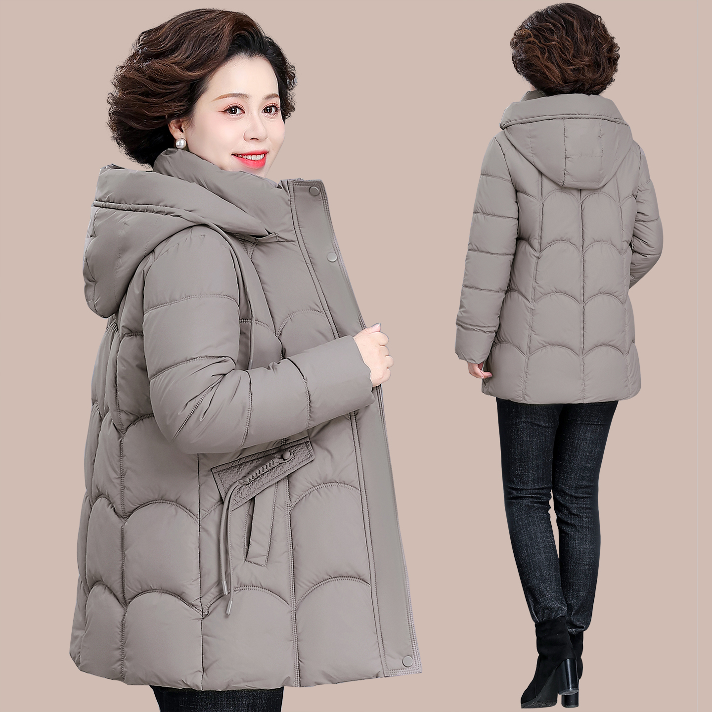 棉服女秋冬装新款中长款妈妈外套