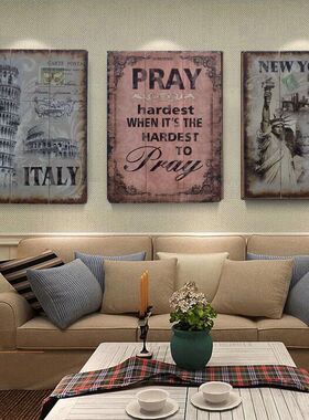 工业风个性装饰品复古创意怀旧木板画酒吧主题餐厅咖啡厅壁饰壁挂