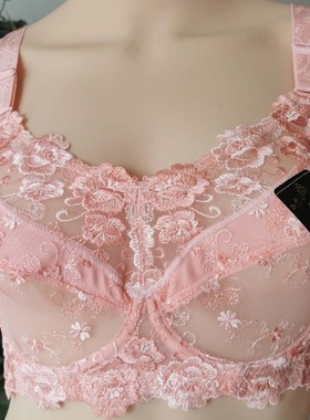 夏季超薄模杯无海绵薄款文胸透明透视诱惑内衣女刺绣胸罩95EFGH杯