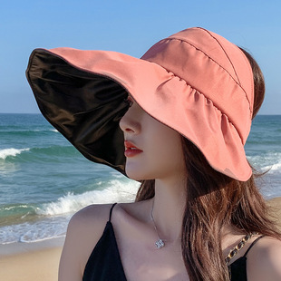 韩国帽子遮阳帽出游凉帽太阳帽防紫外线可折叠空顶帽遮脸防晒女夏