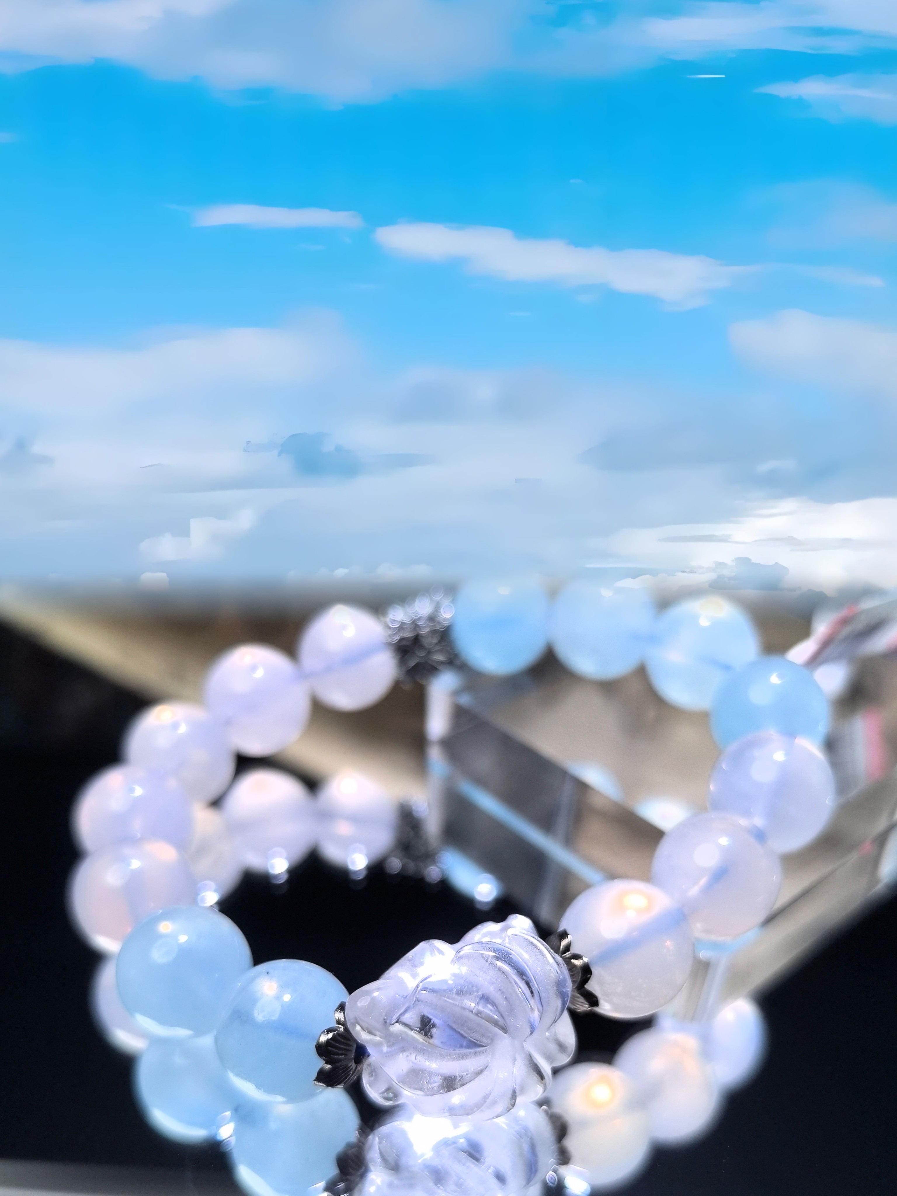 白水晶宝宝狐12咪海蓝宝白晶轻手饰/手串