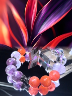 九紫离火手串紫兔毛紫水晶南红设计款五福喜用火土金木水手链手串