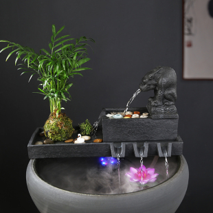 鱼缸水缸造景摆件水族循环过滤增氧流水摆件陶瓷装 饰过滤器流水器