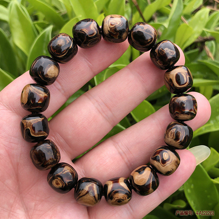 天然保真海柳手串血柳念珠佛珠男女款情侣12X12mm桶珠火焰纹包邮