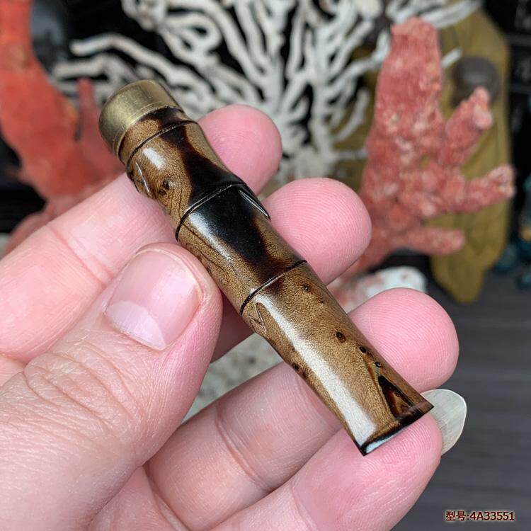 海柳烟嘴雕刻竹节粗中细一体