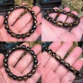 天然保真海柳手串手链佛珠单圈男女款 情侣礼品10x10mm山水纹桶珠