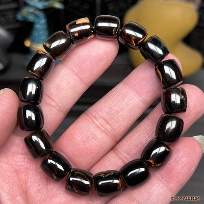 保真天然海柳金丝纹佛珠手链