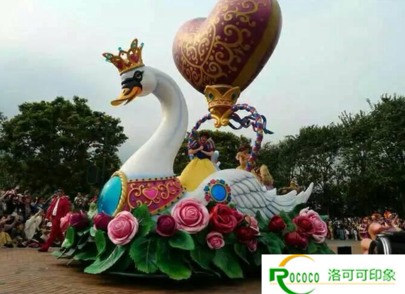 迪士尼花车巡游车玻璃钢泡沫树脂雕塑电动可载人表演模型电车定制