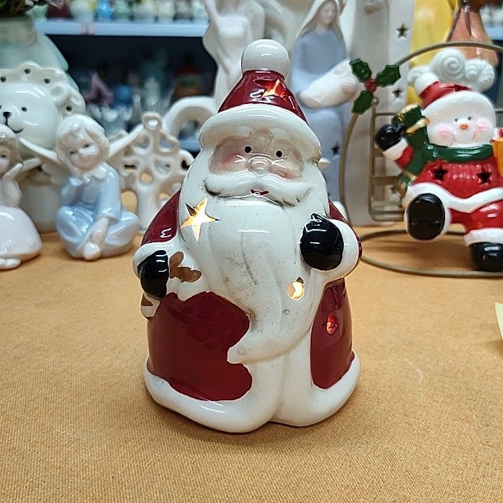 新品陶瓷圣诞老人夜灯摆件高13.5后背有洞/非偏满23包邮部分瑕