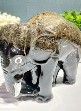 新品大号高温瓷窑变釉大象摆件/长25宽13高20