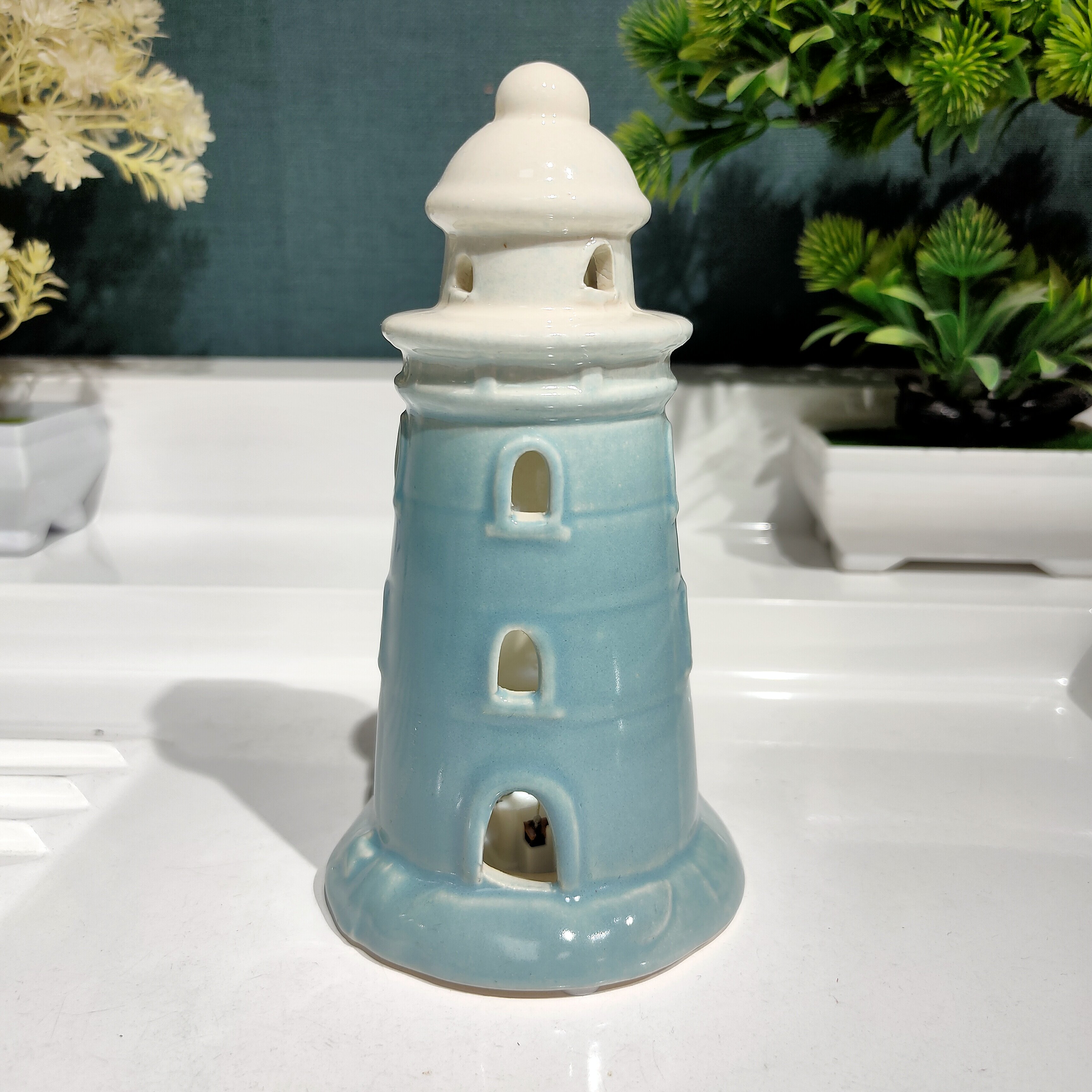 新品陶瓷城堡夜灯摆件/高度16