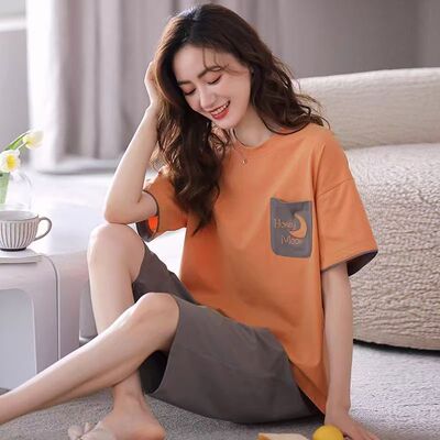 睡衣女夏款纯棉2025年新款全棉夏季短袖七分裤薄款家居服套装夏天