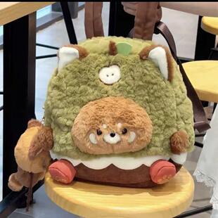 苹果树可爱卡通双肩包少女毛绒书包2025新款玩偶背包轻便出游上课