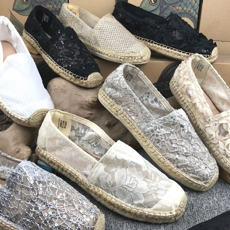 专柜正品玛丽女鞋春夏蕾丝渔夫鞋亮片镂空透气一脚蹬懒人鞋01766W